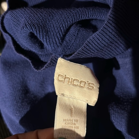 Chicos blue turtle neck sweater Sz 1 - Picture 4 of 11